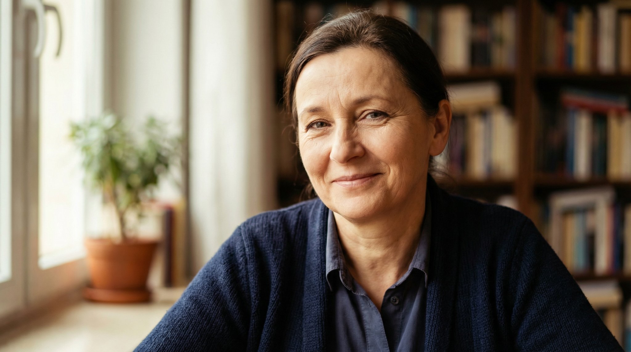 Portret kobiety w domowym wnętrzu